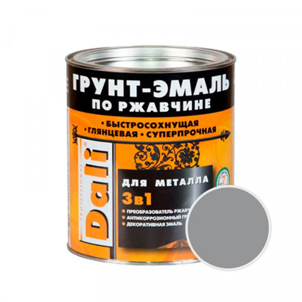 Грунт-эмаль по ржавчине 3в1 сереб.алюминий RAL 9006  DALI 0,75л.