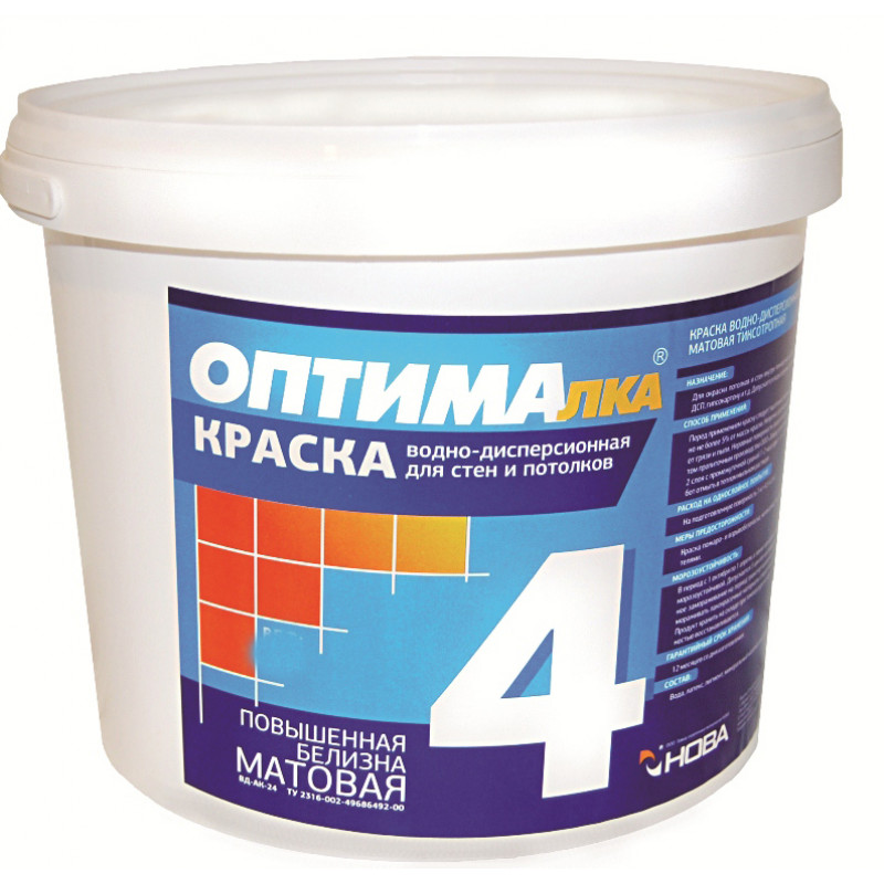 Краска для стен и потолков ОПТИМА-4 1,4 кг. Нова