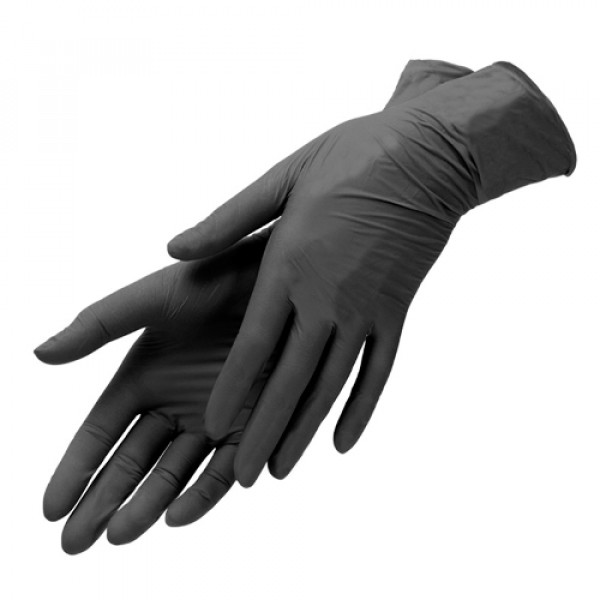 Перчатки нитровиниловые Wally Plastic черные 50пар (М)