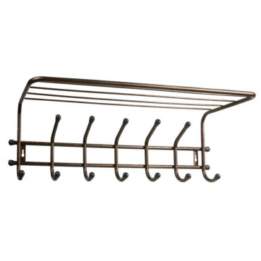 Вешалка д/одежды 7 крючков КОМФОРТ 7 медь с полкой