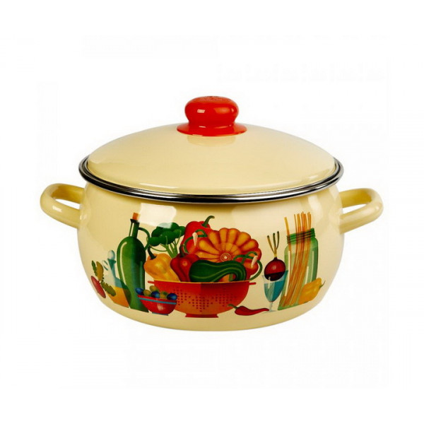 Кастрюля 4,0л. цил. палевая с рисунком