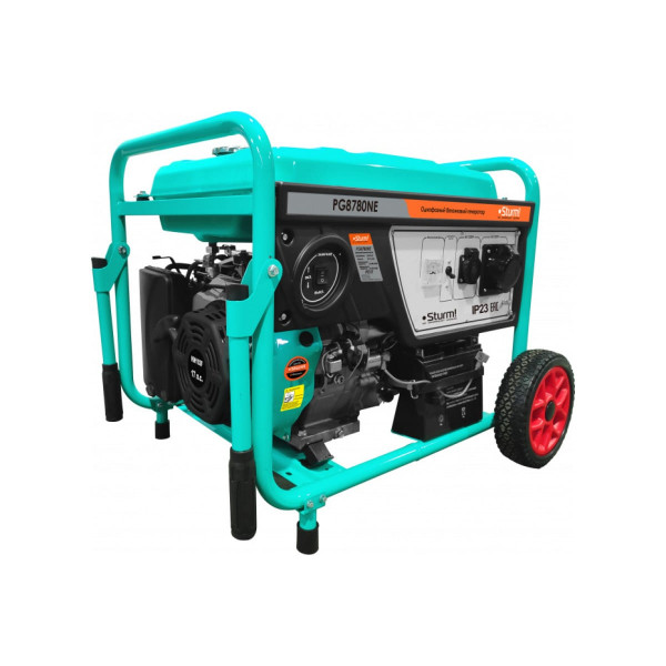 Бензогенератор Sturm PG8780NE 8000 ВА,эл/ручн старт, АКБ, колеса,ручки, бак 25л,77кг