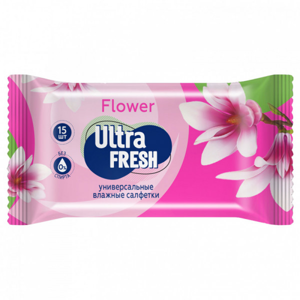 Влажные салфетки Ultra Fresh Flower Fruit 15шт