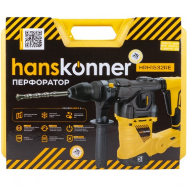 Перфоратор HRH1532RE Hanskonner 1500Вт, 3реж, 6Дж, 0-4500уд/мин, 0-850об/мин