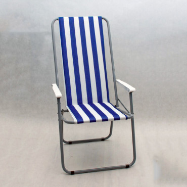 Кресло складное "Стандарт" серый/синяя полоска