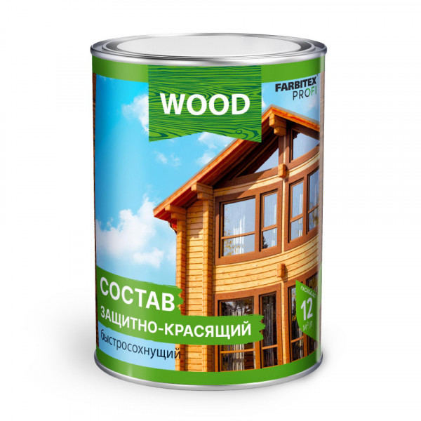 Wood Бесцветный 0,75л. защитно-красящий состав  Фарбитекс Профи