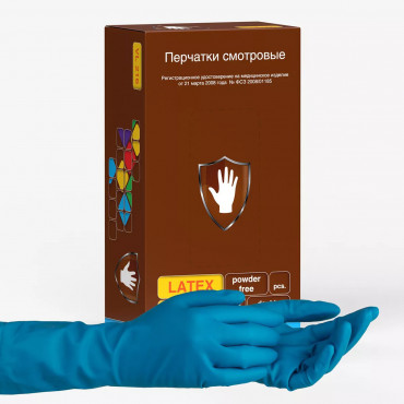 Перчатки Safe&Care смотровые латексные синие VL-216 (M) 25 пар