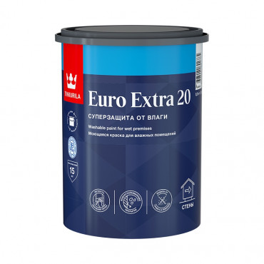 Краска для влажных помещений EURO EXTRA 20 А 0,9л Tikkurila