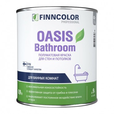 Краска для кухни и ванной OASIS BATHROOM полум.А 0,9л Finncolor