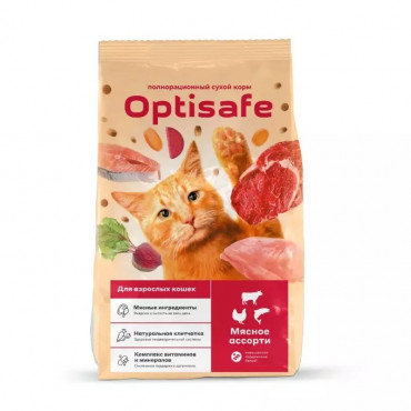 Optisafe (0,35кг) мясное ассорти для взр.кошек и котов (Алейск)