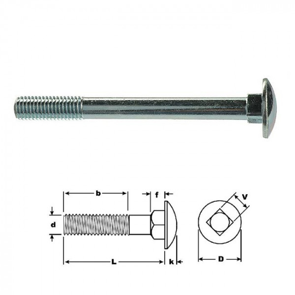 Болт мебельн DIN603 оцинк. 8*100 (5шт)