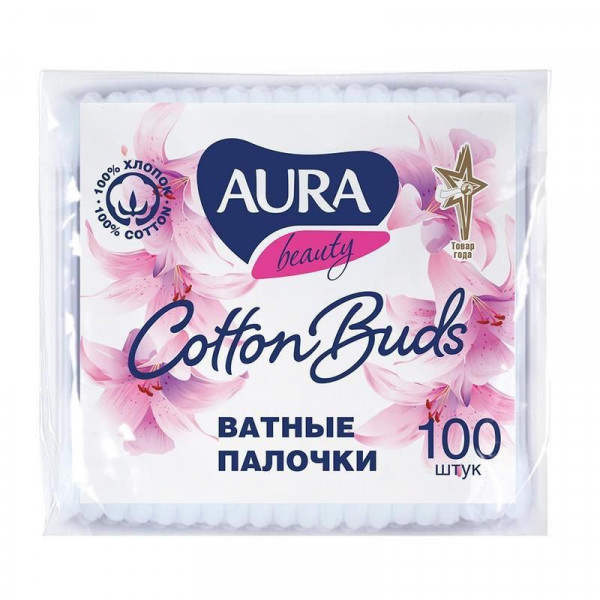 Ватные палочки АУРА 100шт