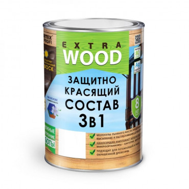 Wood Extra Орех 9,0л. защитно-красящий состав 3 в 1 /8шт./ Фарбитекс