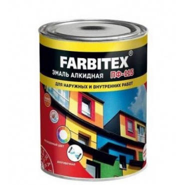 Эмаль ПФ-115 белая матовая 0,8кг/14шт FARBITEX