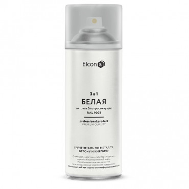 Эмаль аэрозольная по ржавчине 3в1 белая матовая 520мл Элкон Эмаль аэрозольная по ржавчине 3в1 белая матовая 520мл Элкон