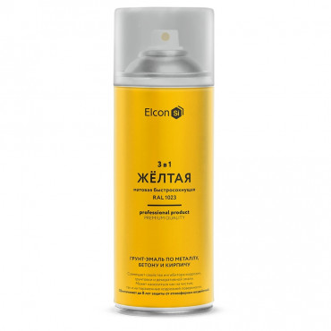 Эмаль аэрозольная по ржавчине 3в1 желтая матовая 520мл Элкон Эмаль аэрозольная по ржавчине 3в1 желтая матовая 520мл Элкон