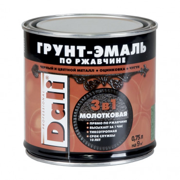Грунт-эмаль по ржавчине 3в1 молотковая зелёный  0,75л. DALI