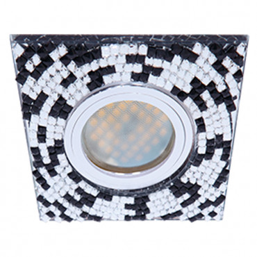 Светильник точечный Ecola DL1658 28*95 GU5.3 прозр.-черн. мозаикой зерк/хром