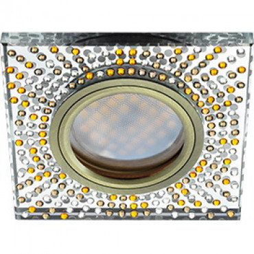 Светильник точечный Ecola DL1658 28*95 GU5.3 прозр.-янтар. мозаикой зерк/хром бронза