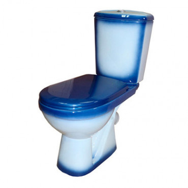 Унитаз-компакт Соло синий декор (2-ух ур.армат+поли/пропилен. сиденье)