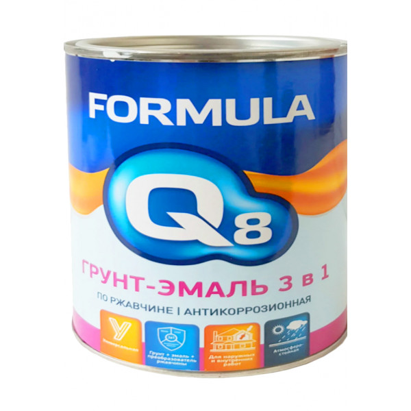 Грунт-эмаль по ржавчине 3в1 бел.0,9л/FORMULA Q8