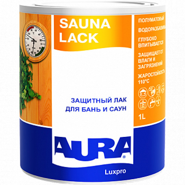 Лак для бань и саун AURA Luxpro Sauna Lack 1л полуматовый