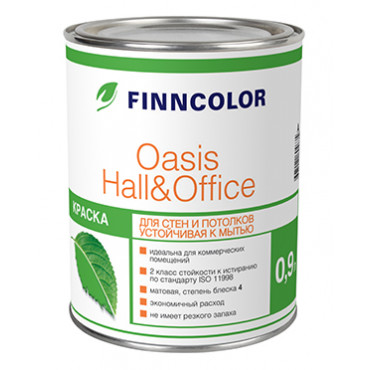 Краска для стен и потолков OASIS HALL&OFFICE 4 база А (0,9л) ФИННКОЛОР