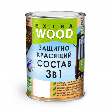 Wood Extra Орегон 0,8л. защитно-красящий состав 3 в 1 /8шт./ Фарбитекс