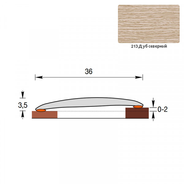 Порог с монтажным каналом Идеал Изи 36*0,9м Дуб северный