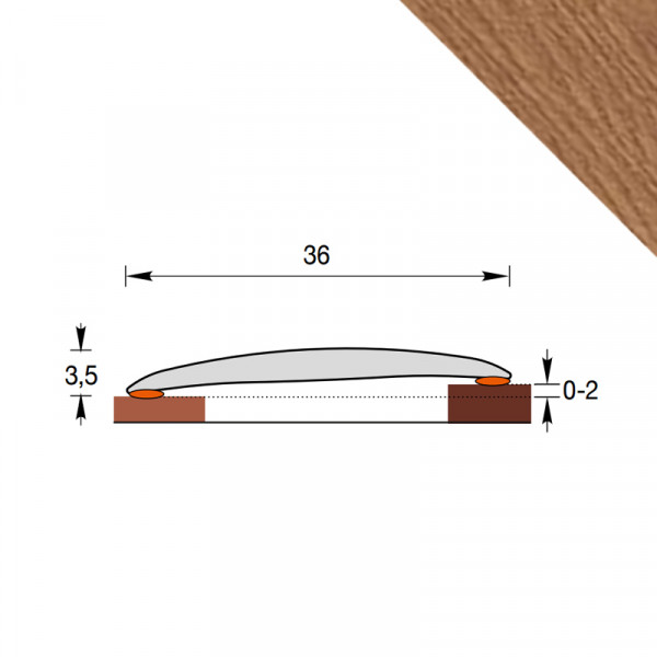 Порог с монтажным каналом Идеал Изи 36*0,9м Дуб коньячный