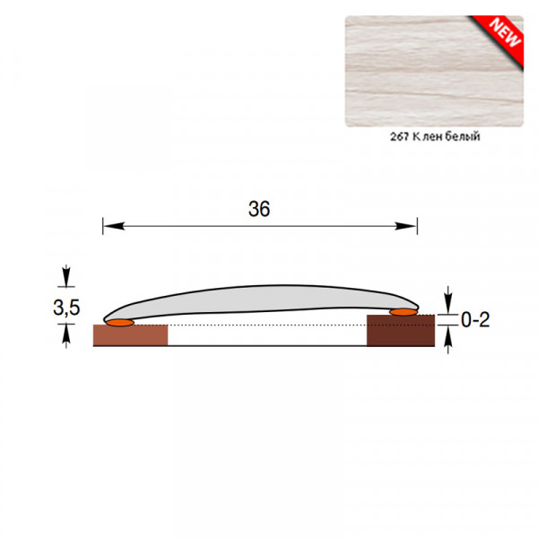 Порог с монтажным каналом Идеал Изи 36*0,9м Клен белый