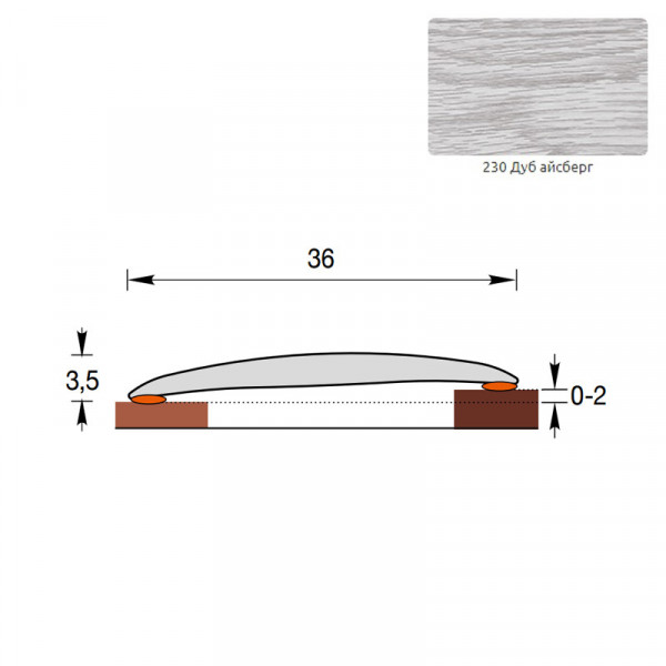Порог с монтажным каналом Идеал Изи 36*0,9м Дуб айсберг