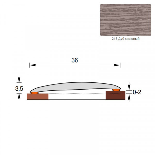 Порог с монтажным каналом Идеал Изи 36*0,9м Дуб снежный
