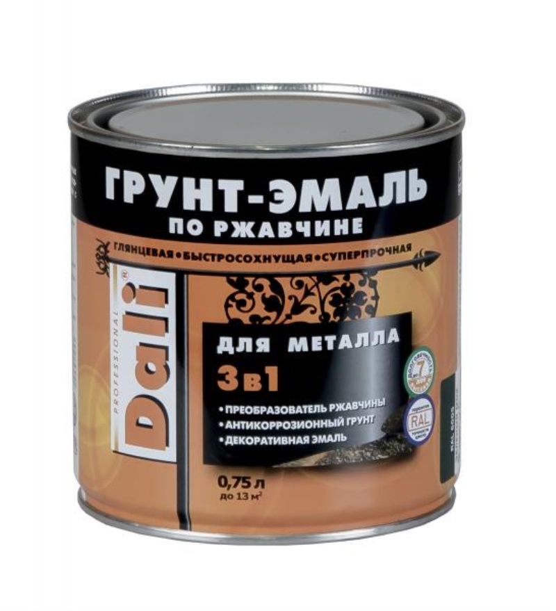 Грунт-эмаль по ржавчине 3в1 кр/корич RAL 3011  0,75л. DALI