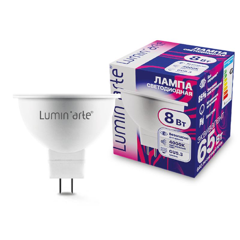 Лампа LED GU5.3 8Вт 4000К 230В  LUMINARTE
