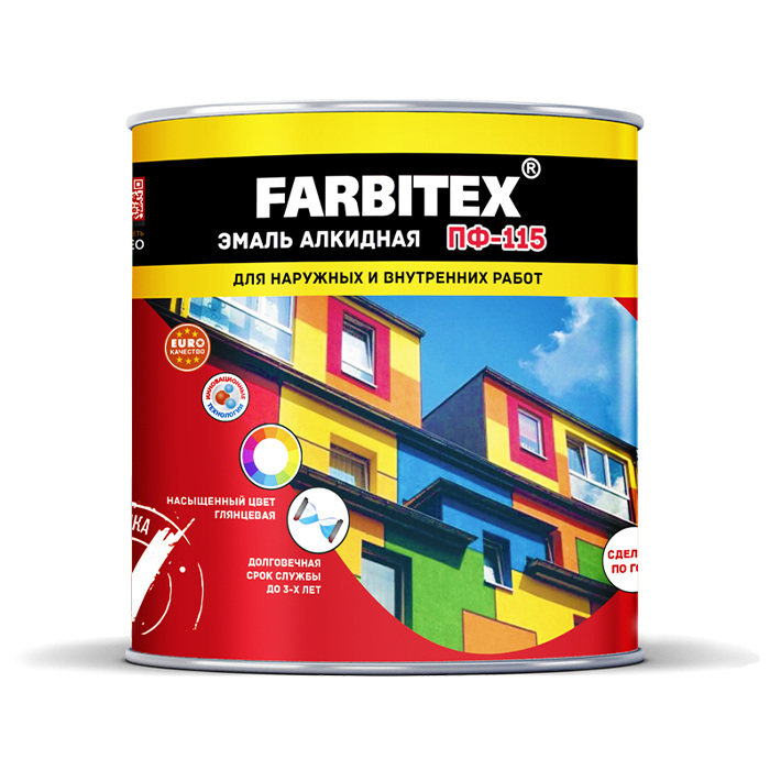 Эмаль ПФ-115 ярко-зеленая 2,7кг/6шт FARBITEX