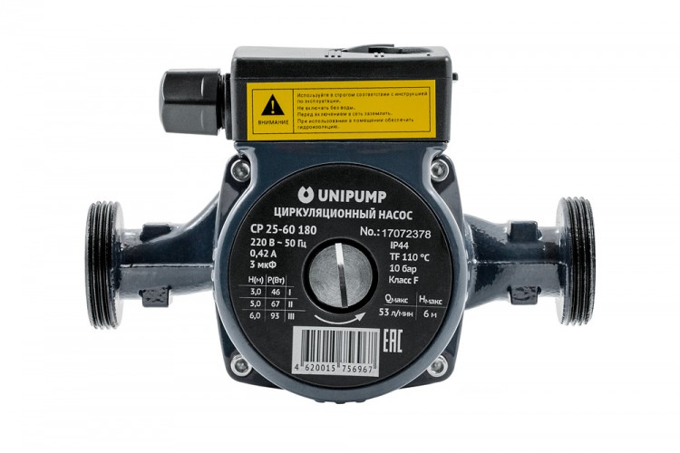 Насос циркуляционный 180мм. UNIPUMP 25-60 CP