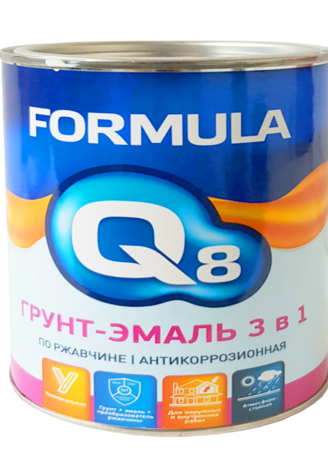 Грунт-эмаль по ржавчине 3в1 голубая.0,9л/FORMULA Q8