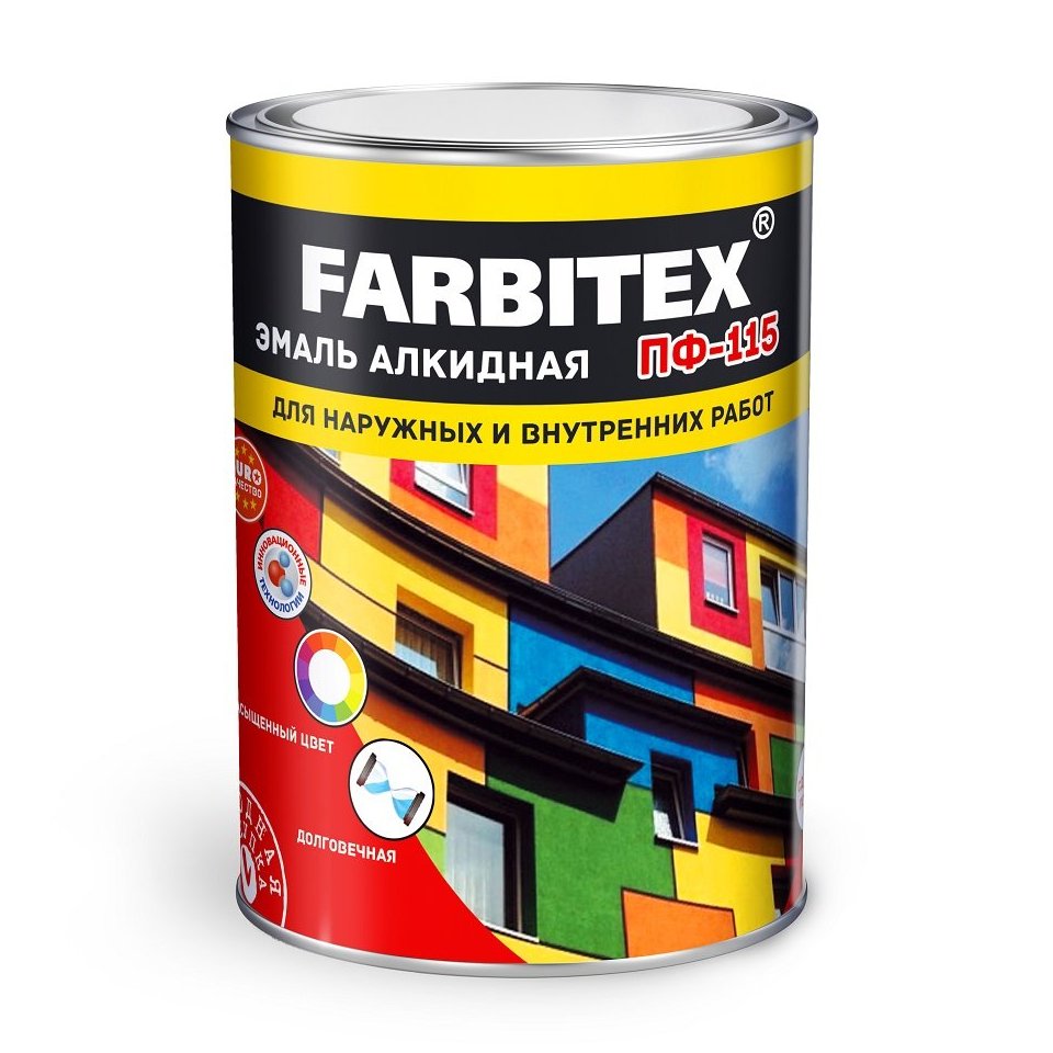 Эмаль ПФ-115 шоколадная 0,8кг/14шт FARBITEX