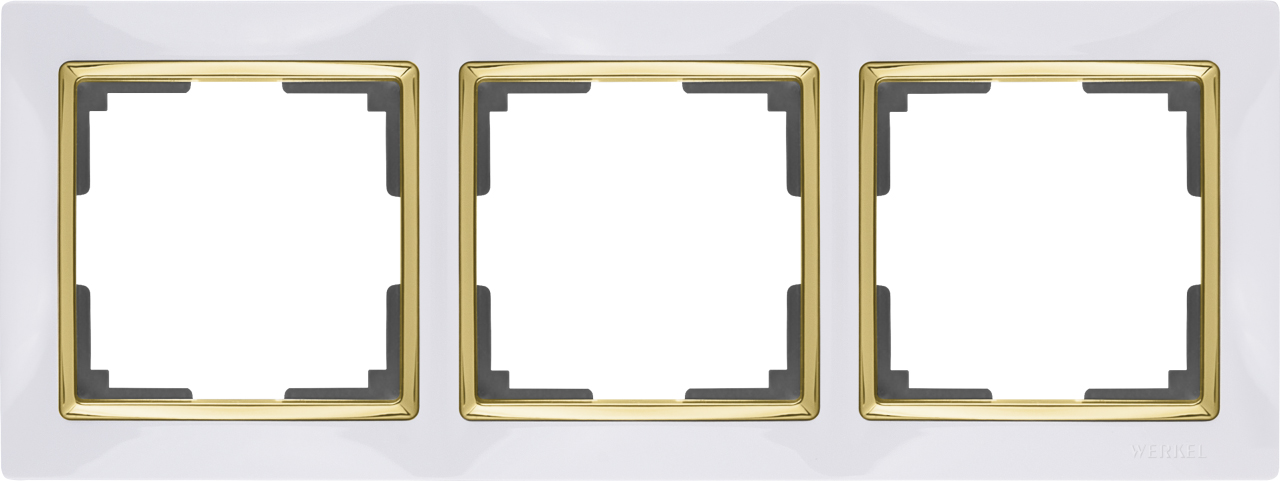 Рамка на 3 поста белый/золото Веркель