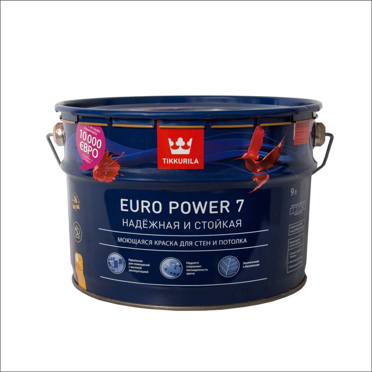 Краска интер. стойкая к мытью EURO POWER 7 А мат.9л Tikkurila