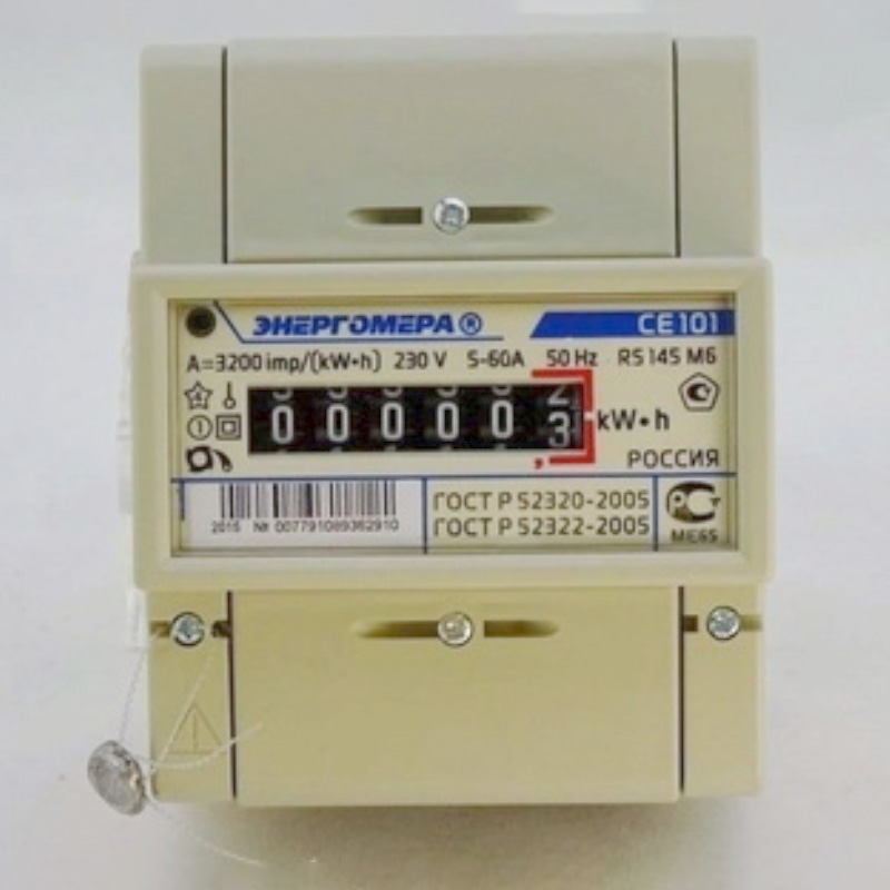 Счетчик СЕ 101 R5.1 145М6 60А дин-рейка Энергомера
